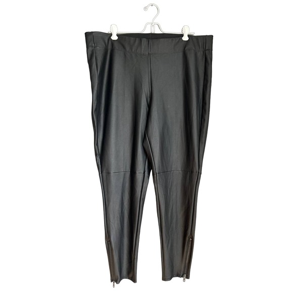 Lane Bryant Womens Legging Pull On Zip Ankle High Waist Faux Leather Black 18/20 - Picture 1 of 5